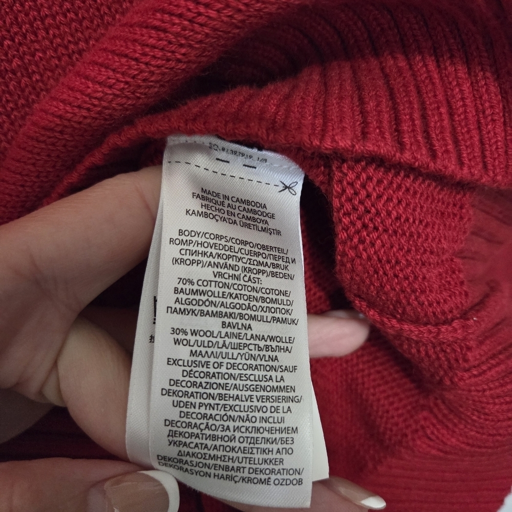 Polo Ralph Lauren Turtle Neck Wool Blend Knit Red Sweater Dress Size Small - Picture 8 of 10